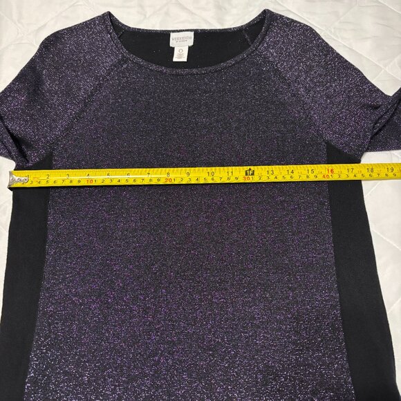 Chico’s Weekends Purple Glitter Knit Top Size 0 Long Sleeve Scoop Neck Sparkle - Picture 10 of 12
